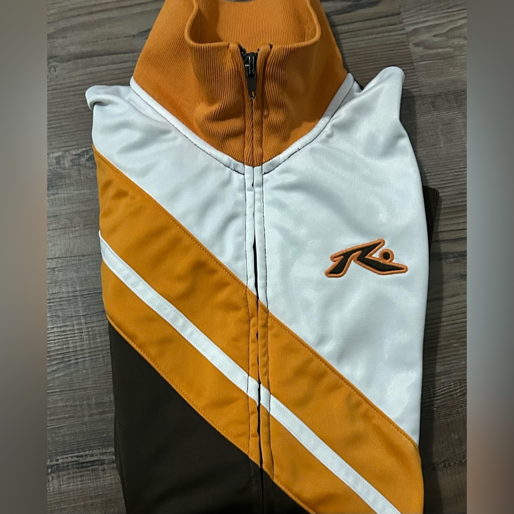 RUSTY Orange, Brown & White Zipper up Lightweight VTG Jacket M - Picture 5 of 5